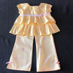Gymboree Girls 100% Cotton Yellow Short-Sleeve Shirt & Pants Set Easter Size 6
